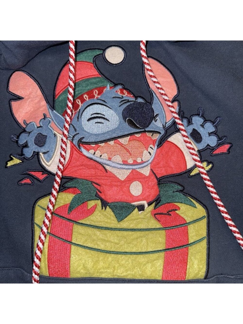 Disney Parks Christmas Stitch Pullover Hoodie Sweatshirt Small
